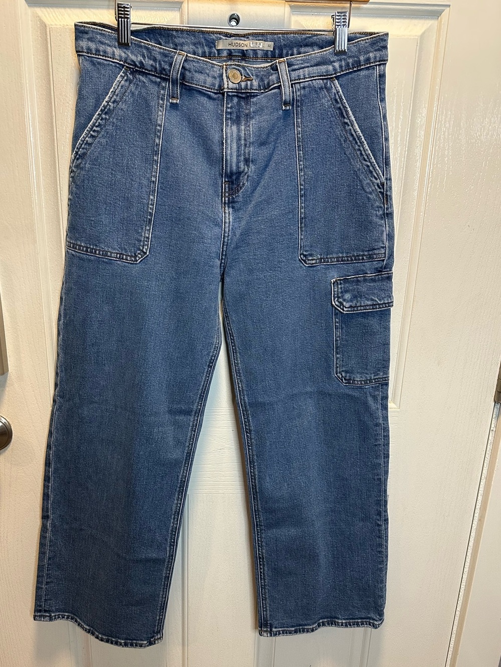 Hudson Women’s Jeans Rosie High-Rise Cargo Pants Jeans Size 32 Measures 34” Blue